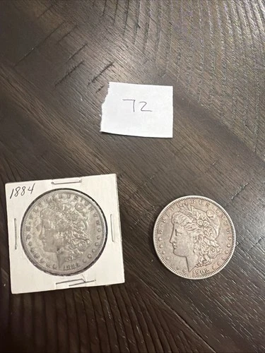 Set Of 2 Pluribus 1884 & 1902 Silver One Dollar US Coin Lot 72