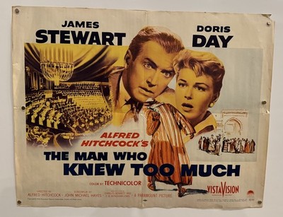 THE MAN WHO KNEW TOO MUCH, 1956  Original 1/2 sheet Movie Poster 22x28 