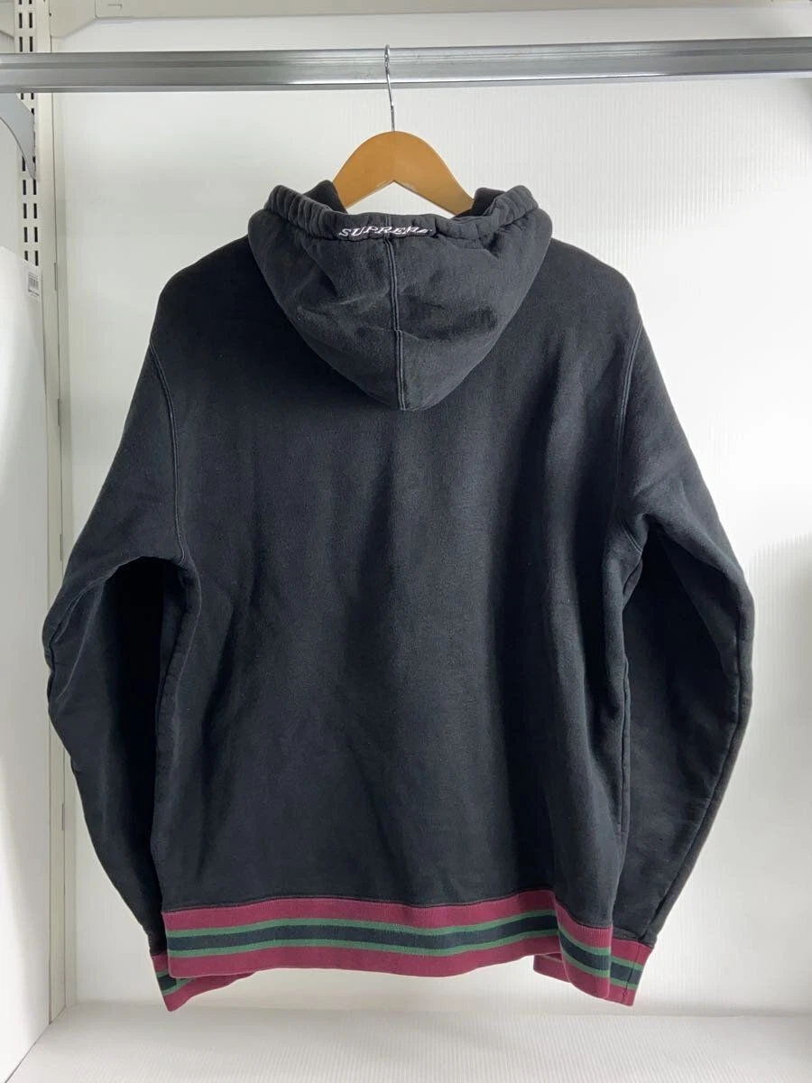 Felpa Supreme con cappuccio M cotone nera a righe a costine usata