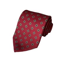 VINTAGE Brooks Brothers mens red diamond pattern 100 silk neck tie EUC
