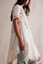 Free People Izabella Battenburg Tunic Lace Floral We The Free Ivory S NWT