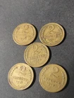 Soviet Union 1930,31,,37,,41,49(,Lot Of 5ps),2 Kopeek.bronzeUsed(2)