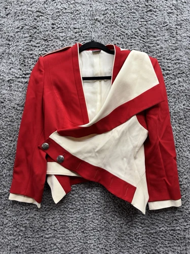 ALEXANDER MCQUEEN Giacca blazer asimmetrica Alexander McCqueen SS2016 rosso avorio taglia 42