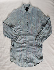 Free People New Romantics Shirt Dress XS Long Sleeve Green Pockets Short *Tear*