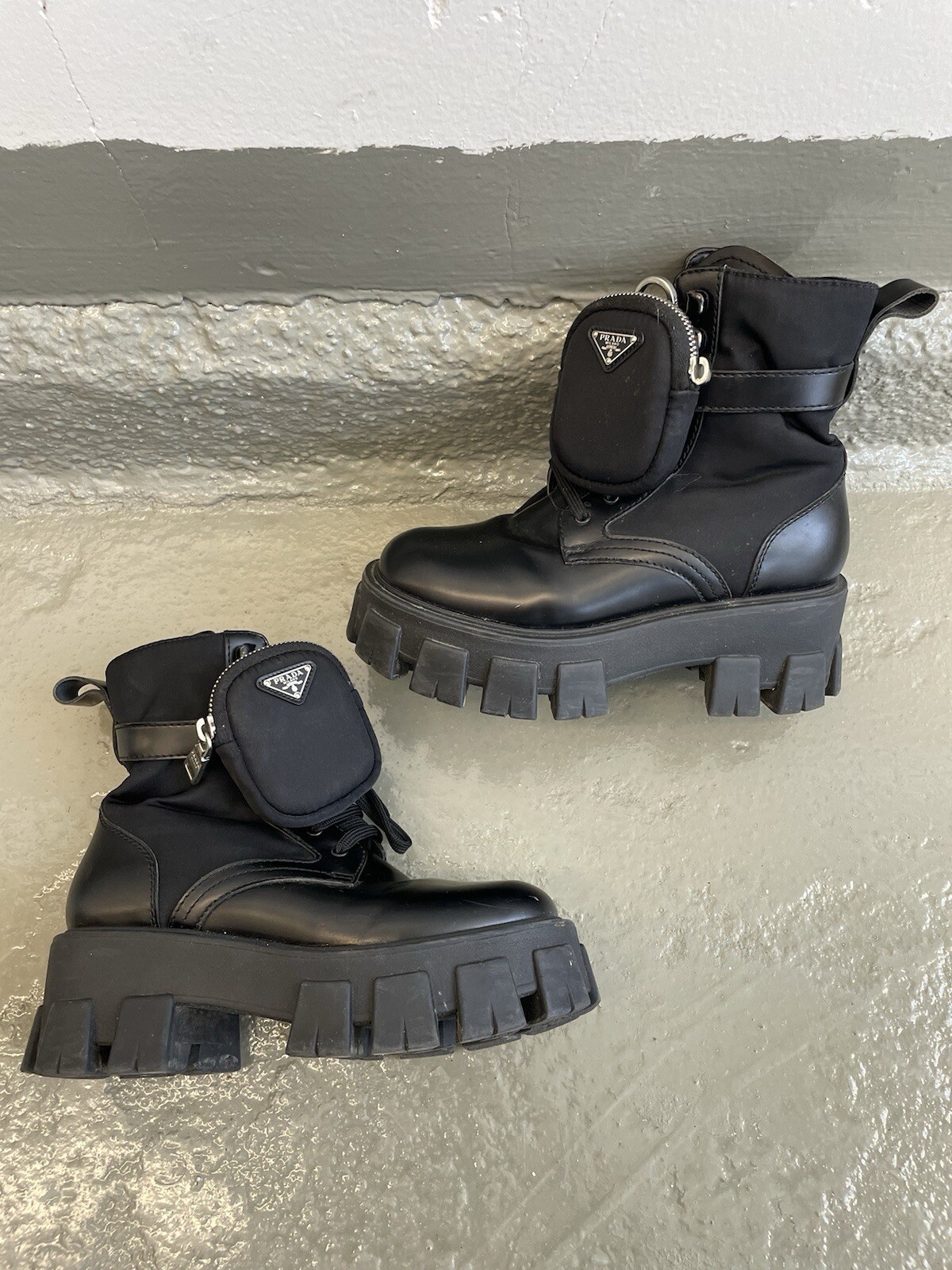 Authentic PRADA Monolith Chunky Combat Boots W/ M… - image 1