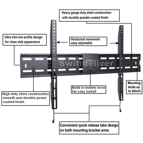 Flach TV Wandhalterung Halterung für die meisten 26"" 32 39 40 42 46 47 48 50 55"" LED UHD WM0 - Bild 3 von 6