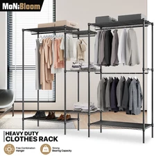 Garment Rack Stand Metal Adjustable Closet Organizer Stand Clothes Storage Shelf