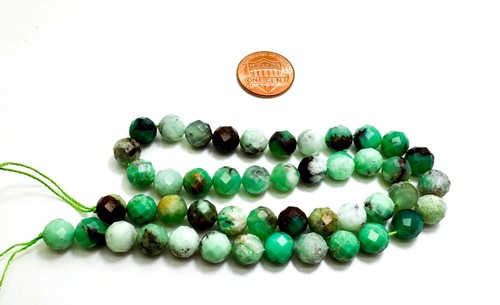 Natural Grade A Green Chrysoprase Gemstone Faceted Round Beads 6mm 8mm - RNF114B - Picture 3 of 4