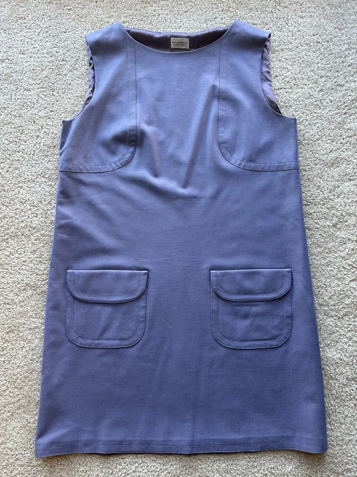 Vestido Philosophy di Alberta Ferretti Sin Mangas Lana Virgen Lavanda Talla 12 Foto 4 de 4