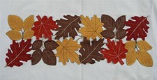 VIBRANT FALL COLORED LEAVES OPEN CUT-WORK 13" BY 38" TABLE RUNNER