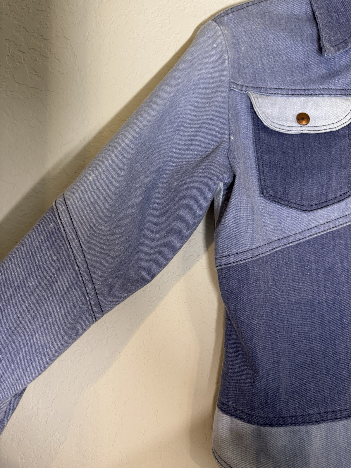 1970s Patchwork Denim Button  Up - image 3