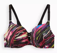 Bra 44 DD Torrid XO Plunge Push Up Women Colorful 360 back smoothing plus swirl