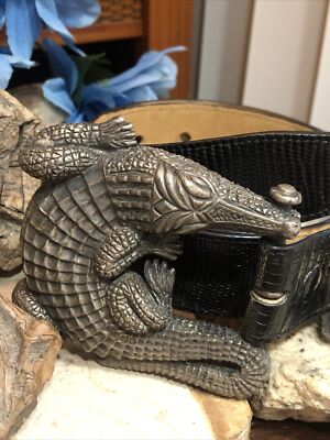 Jeff Deegan Alligator 925 Silver Belt Buckle Jeff Deegan Sterling Silver Alligator Belt Buckle sold at  main image 4