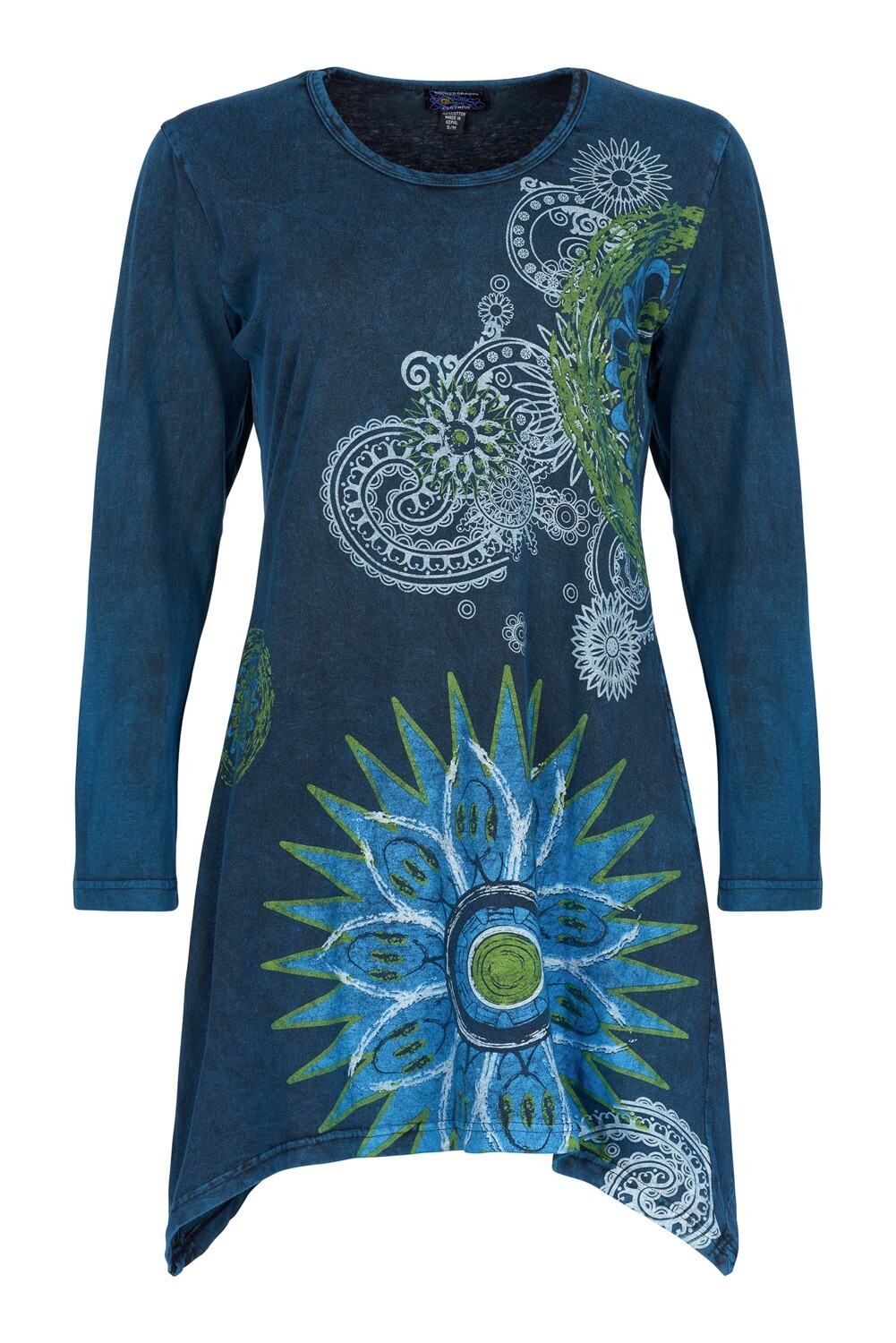 Wicked Dragon Blue 100% cotton jersey ethnic hippie boho tunic dress L/XL BNWT image 2