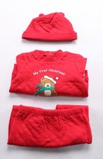 Little Me Baby's My First Christmas Bear 2 Piece Set  Beanie NC3 Red Size 12M