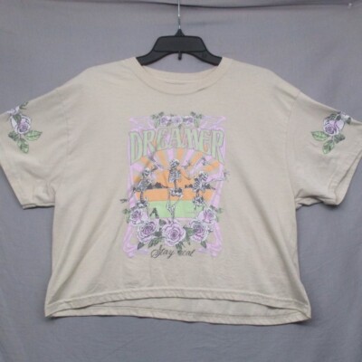 Weekend Warrior Graphic Print Crop Top T-Shirt Cream Women Size | XL
