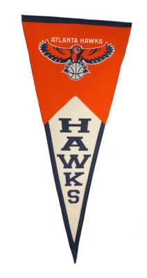Vintage Atlanta Hawks Classic NBA Wool Pennant (WAY BIGGER & NICER than others)