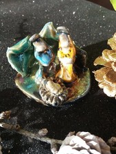 Presepe Capanna con Natività CERAMICA RAKU 6x5 cm  REALIZZATO  DIPINTO A MANO