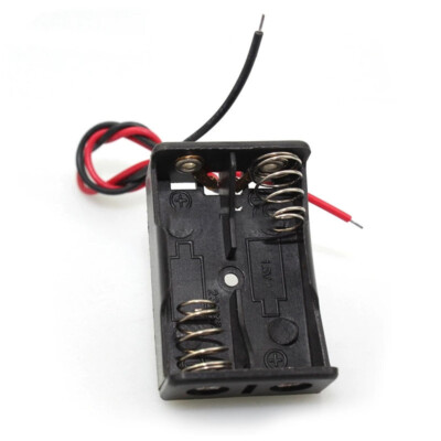 2 Cell 12V 23A Battery Holder Case Storage Open Container Box With Wire Black