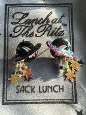 Lunch At The Ritz SATURN post Earrings; NEW, NEVER WORN; Hand Signed!