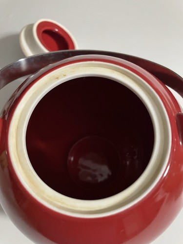 TEAVANA Red TEAPOT Ceramic STAINLESS HANDLE HOLDS 3 CUPS EX CONDITION - Picture 7 of 9