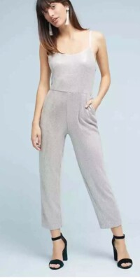 Anthropologie ett:twa Claudette Sequined Jumpsuit Size 2 Gray