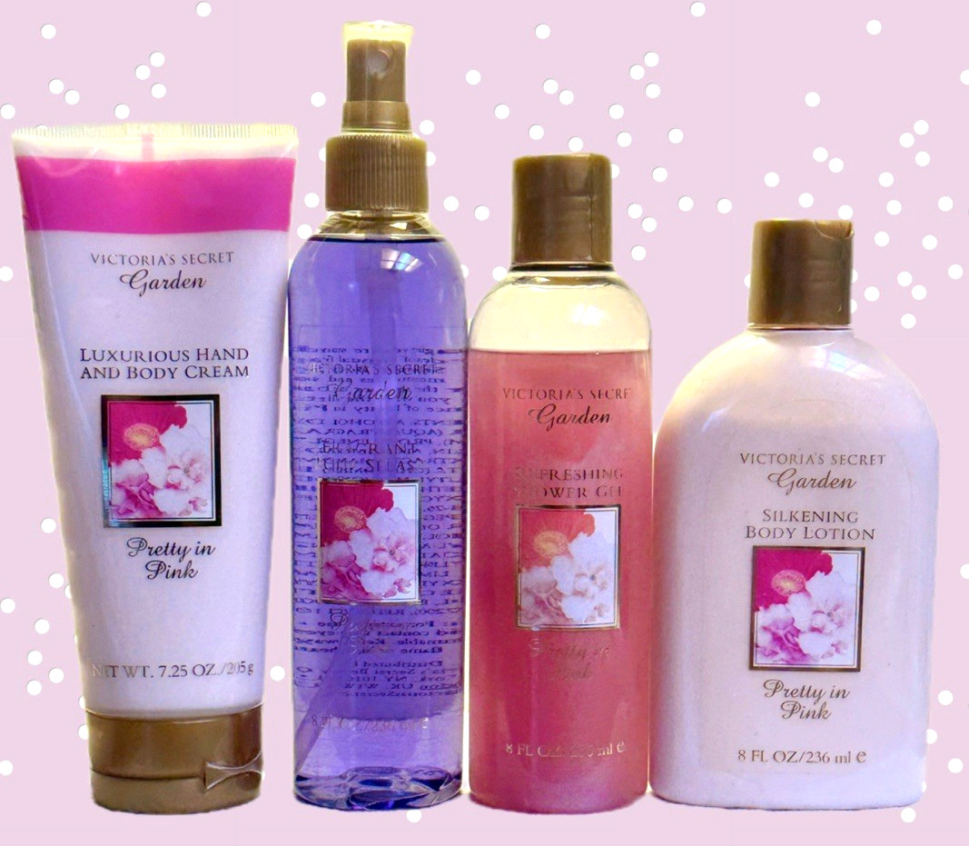 Victoria's Secret Garden PRETTY IN PINK Splash Mist Loción Crema Gel de Ducha Set