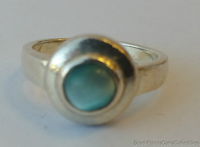 NACHLASS SCHMUCK HOCHWERTIGER GRÜNER HOLOGRAMM EFFEKT EDELSTEIN RING STERLINGSILBER
