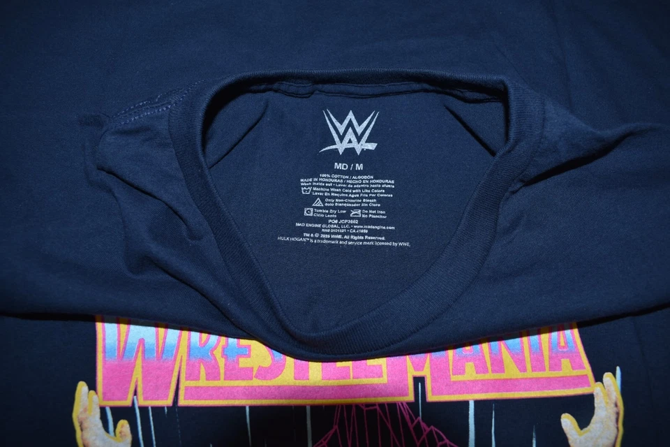 WWE Hombres Wrestlemania Póster Retro Hulk Hogan, Camisa Ultimate Warrior Nueva S-2XL Foto 4 de 4
