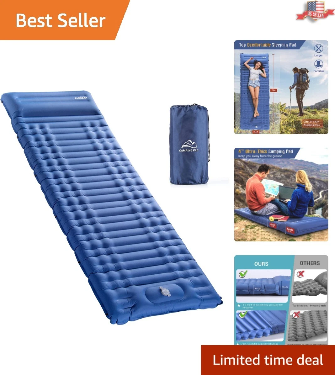 Thick sleeping pad camping cheap