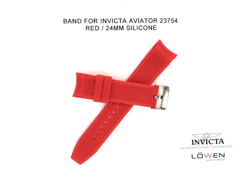 Authentic Invicta Aviator 23754 Red Silicone 24mm Watch Band - Image 2 of 3