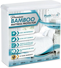 Premium Bamboo Mattress Protector Twin Size, Waterproof, Ultra Soft Breathab