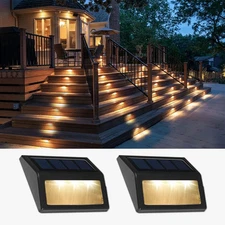 Solar Lights Outdoor, Waterproof Solar Powered Deck Step Lights for Patio Garden