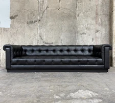 1960s Leather Chesterfield Sofa – Restored by Fitzgeralds San Francisco, 110”