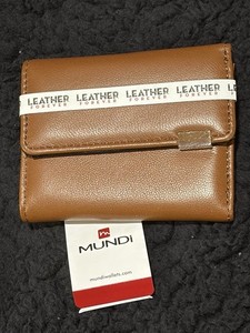 New Tags Mundi Clutch Wallet Genuine Leather Brown Tri-fold
