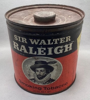 Sir Walter Raleigh Smoking Pipe Tobacco Tin w/Lid Vintage 14 Oz Can Empty USA