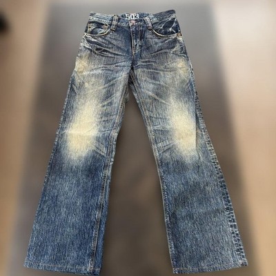 EDWIN BLUE TRIP 503 BT5011 Distressed Denim Jeans Pants Flare Bootcut Size 28x31
