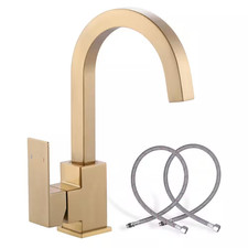 Single Handle Single Hole High Arc Stainless Steel Bar Sink Faucet in Brushed Go