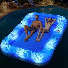 "Inflatable Tanning Pool Lounger with Lights,81""X 60"" Large Tanning Floats for