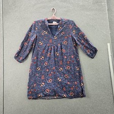 GAP Women Dress L PETITE Blue Floral Shift Cottagecore 3/4 Sleeve