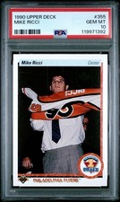 Mike Ricci 1990 Upper Deck #355 Rookie Card PSA 10  Flyers Legend Pop 45