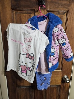 Hello Kitty Girls Size 5 4 Piece Outfit Set Reversible Coat Jacket Sanrio