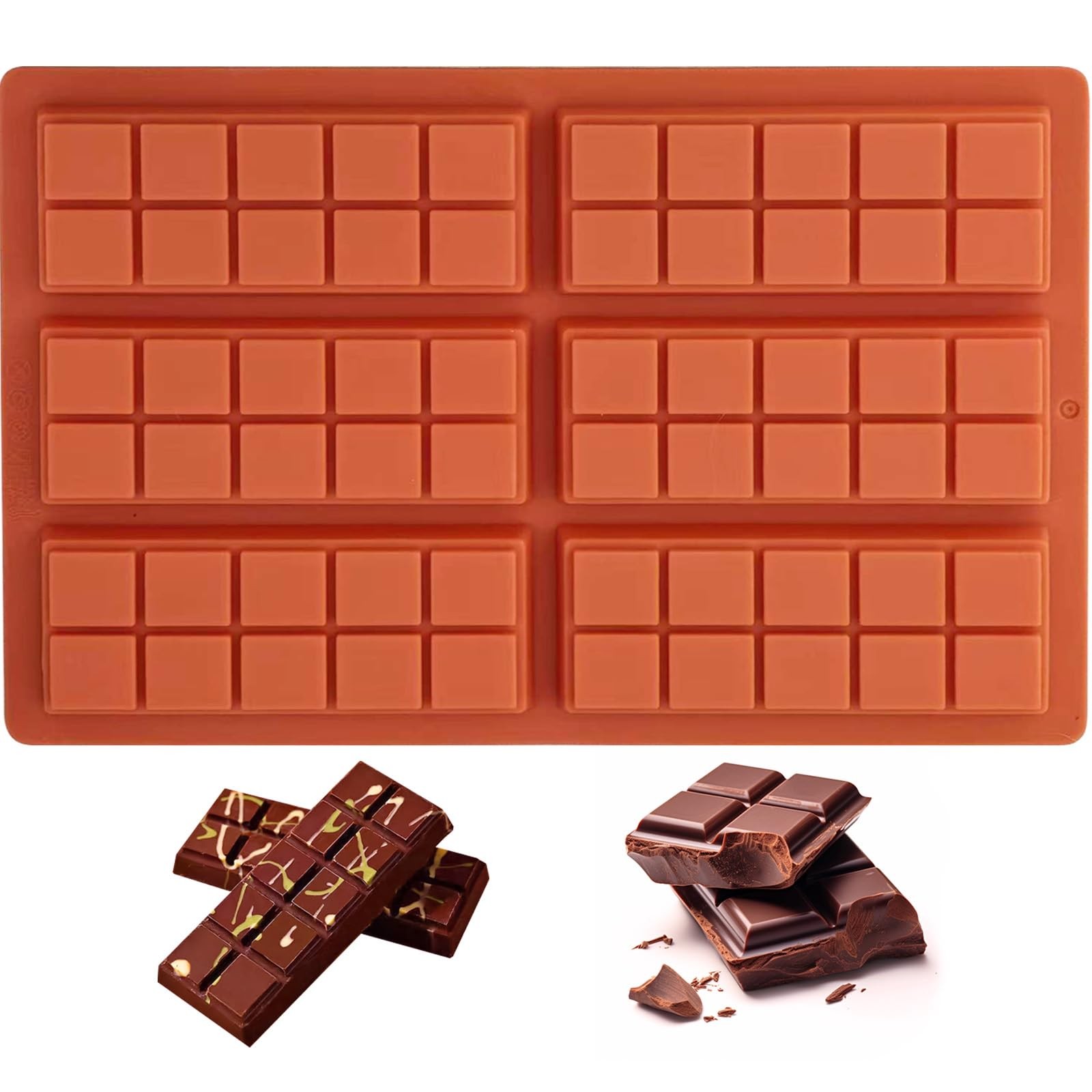 Silicone Chocolate Bar Mold – 6 Large Cavities, Food-Grade, Non-Toxic  Odorle...