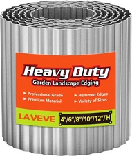 LAVEVE Corrugated Metal Garden Edging 4" x 10Ft, Landscape Silver 
