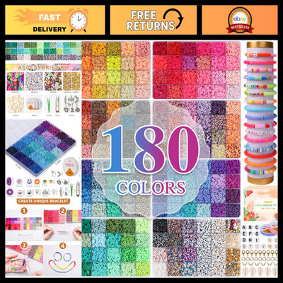 40000 Pcs Clay Beads Bracelet Making Kit - 180 Colors in 8 Boxes, DIY Jewelry Cr