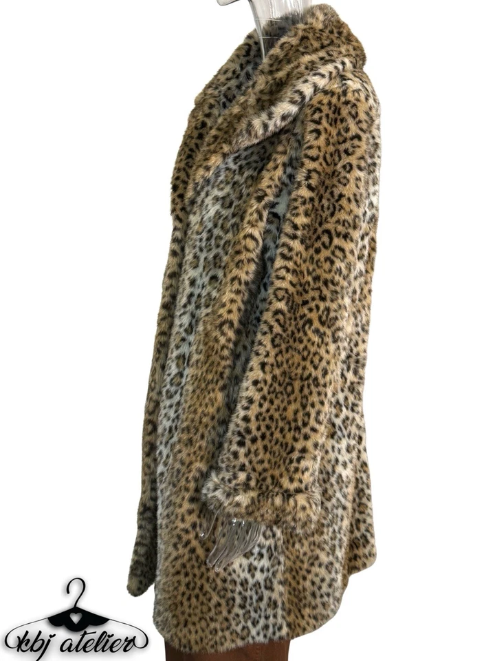 Pamela McCoy 人造毛皮豹纹夹克女式大号中长柔软暴徒妻子秋季 — 第 2/4 张图片