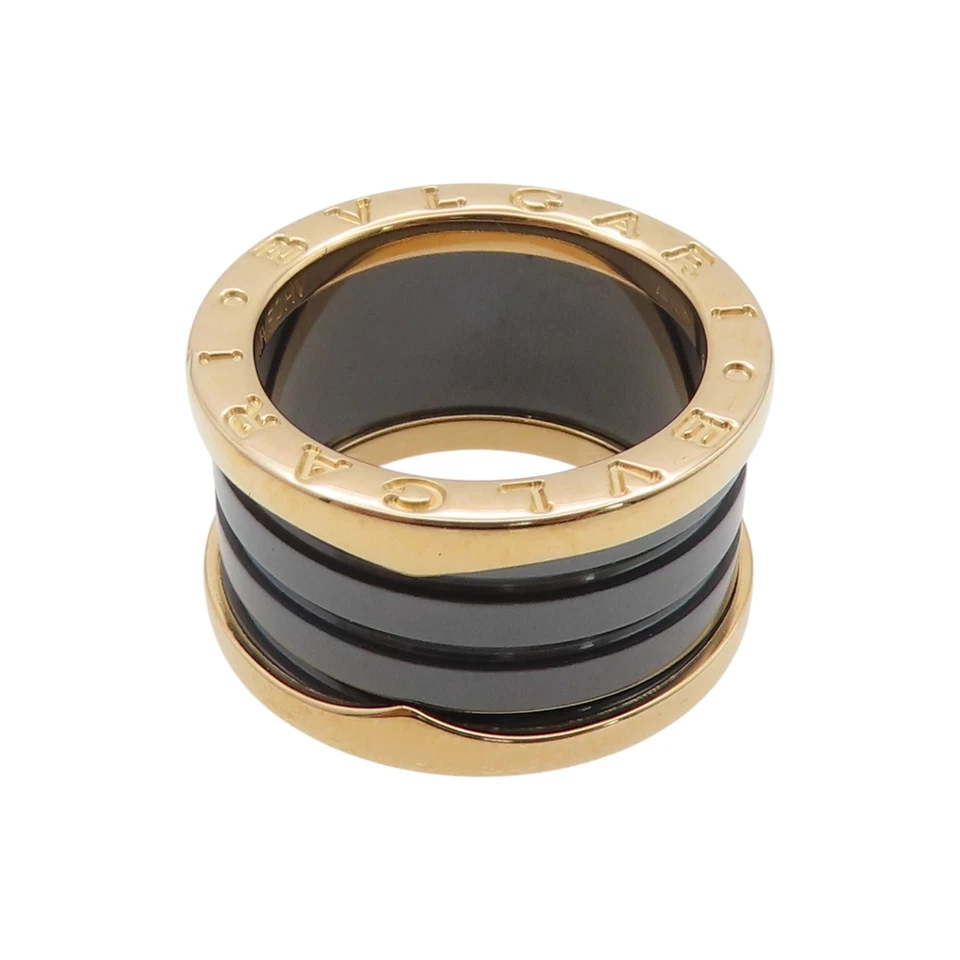 Anillo de cerámica BVLGARI B-zero1 oro rosa 18KPG negro usado unisex EE. UU. talla 5 Foto 4 de 4