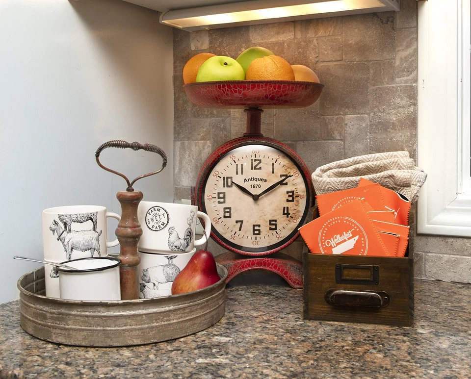 Distressed Single Tier Tin Tray with Handle - Image 2 of 4