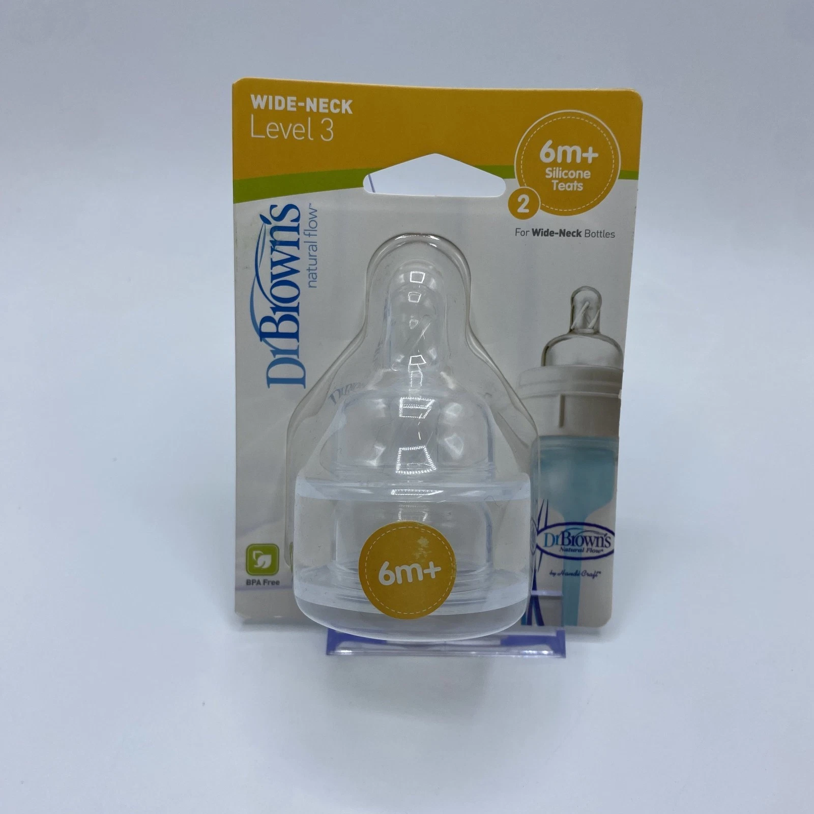 Dr Brown's Level 3 Wide Neck Nipple Pack Of 2 Bpa Free Silicone For 6 Months+