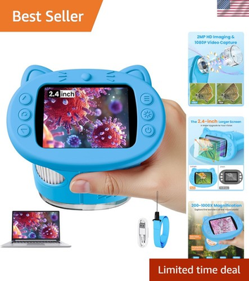 #ad Blue 2.4quot; Kids Microscope Digital Camera 1000X Magnification Fun Learning $59.49